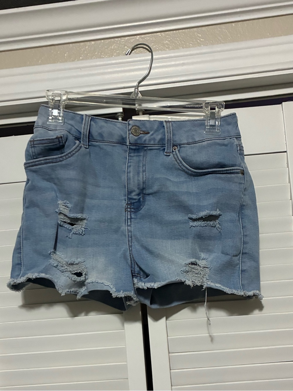 Light Blue Distressed Denim Women's Shorts